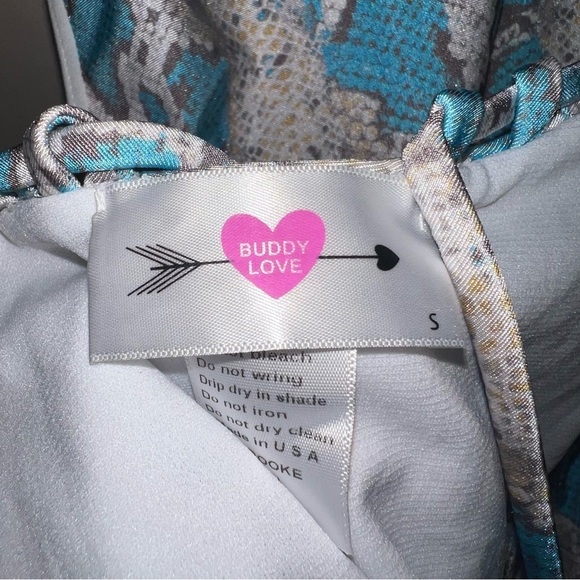 BUDDY LOVE | 🩵 EUC 🩵 Brooke Snakeskin Plunge Halter Swimsuit in Azul | Small - Picture 6 of 11